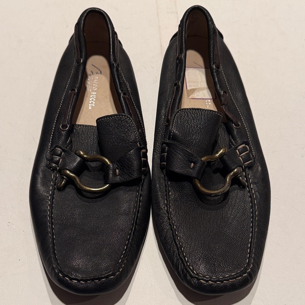 Bacco Bucci Black Leather Bit Moccasins